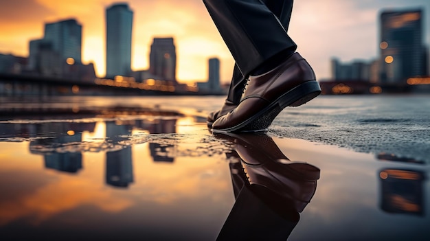 Foto persona con los pies en el agua