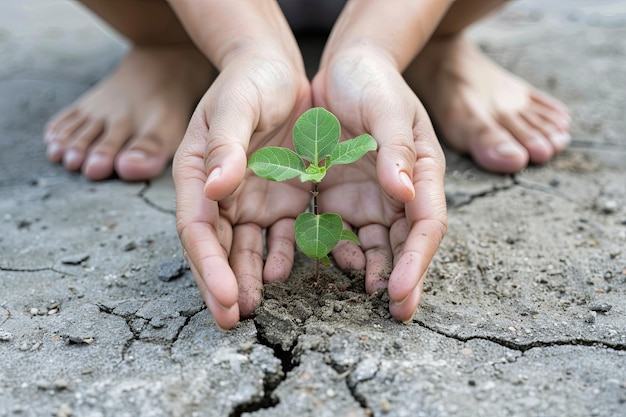 Persona con una planta en las manos