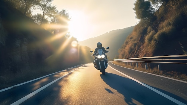 Una persona que conduce una motocicleta en un camino rural