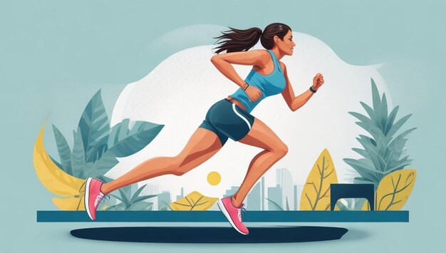 Foto una persona que corre un maratón o participa en una actividad saludable que significa el logro de un fitne