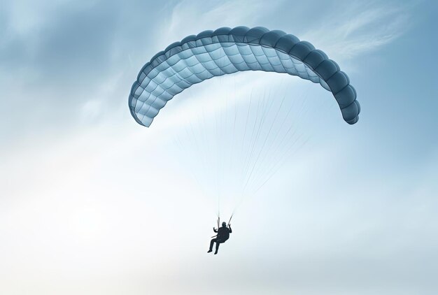 Foto una persona que se desliza a través del cielo con un parapente en el estilo del jinete azul