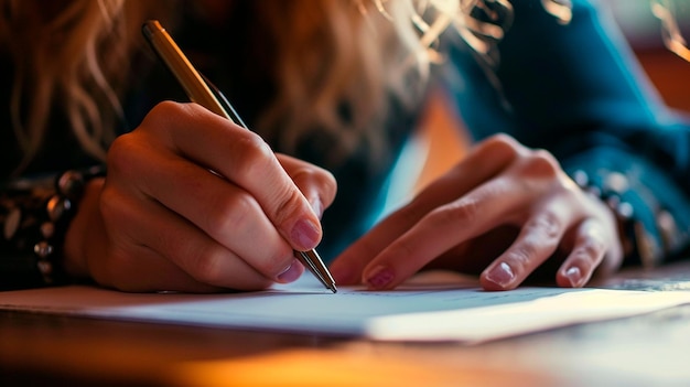 persona que escribe en un cuaderno