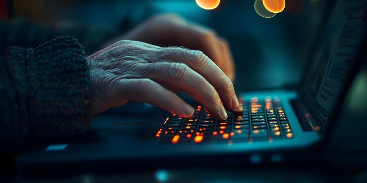 una persona que escribe en un teclado con las manos escribiendo en el teclado