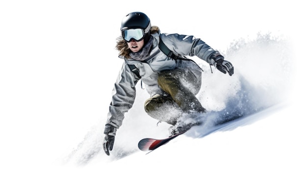 una persona que lleva casco y gafas monta una tabla de snowboard.