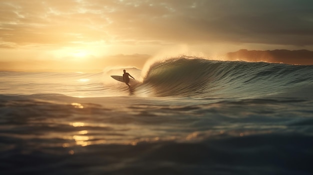 Persona que practica surf en el océano con una tabla de surf Generative Ai