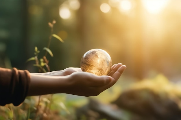 Una persona que sostiene un globo terráqueo en sus manos.