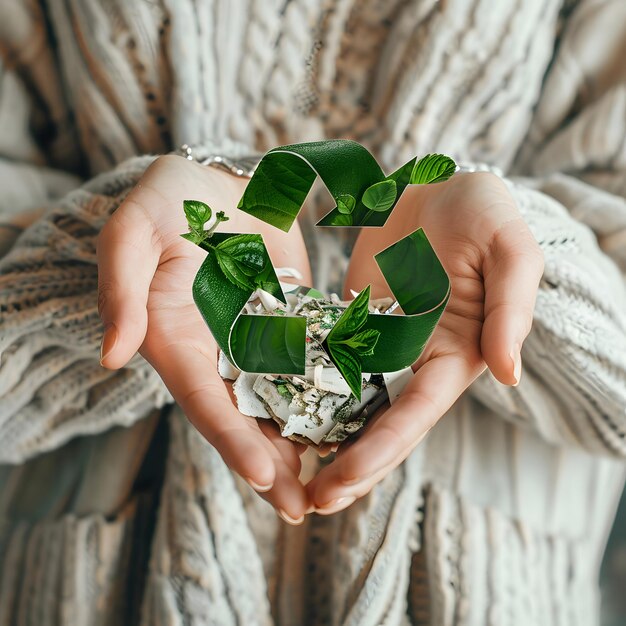 Persona que sostiene la planta en las manos causa social de sostenibilidad de cero residuos