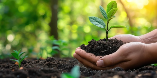 Persona que sostiene la planta en las manos