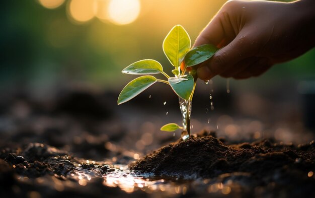 Una persona que sostiene una planta en sus manos AI