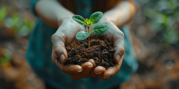 Persona que sostiene una planta