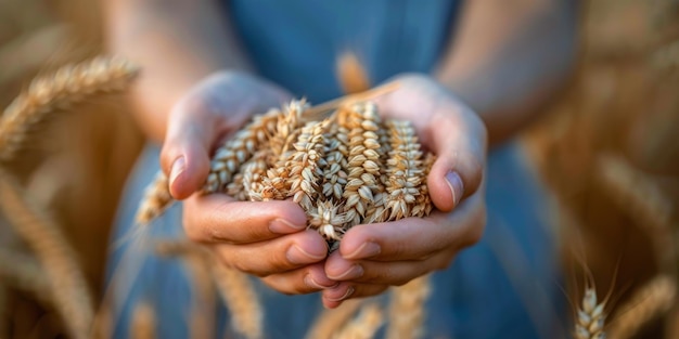 Foto persona que sostiene un racimo de grano