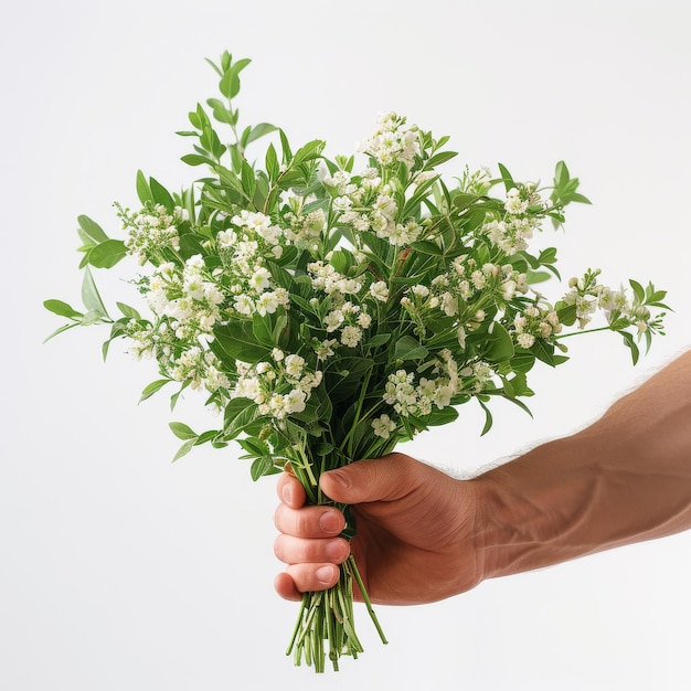 Persona que sostiene un ramo de flores