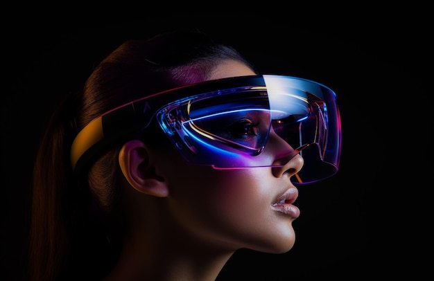 Persona que usa gafas inteligentes con auriculares de realidad virtual