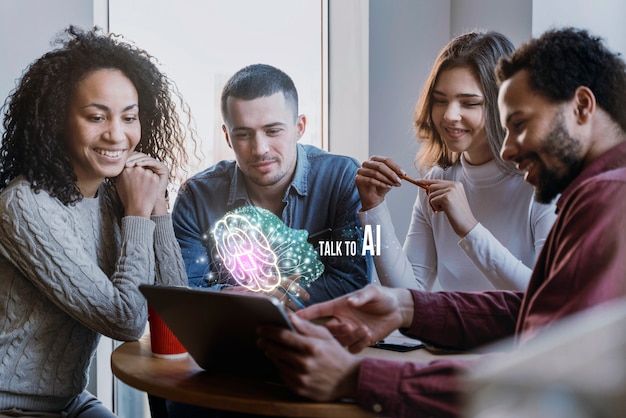 Foto persona que usa la herramienta ai en el trabajo