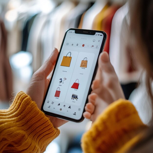 Una persona que utiliza una aplicación móvil para comprar en línea con una interfaz fácil de usar2