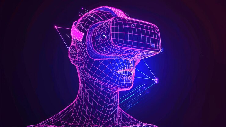 Foto una persona que utiliza googles de realidad virtual y realidad aumentada