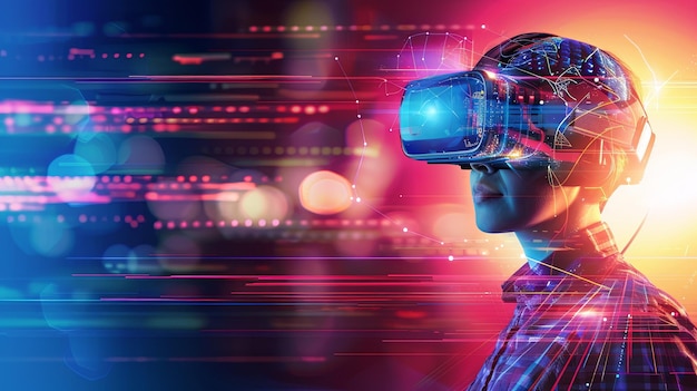 una persona que utiliza googles de realidad virtual y realidad aumentada