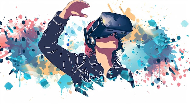 una persona que utiliza googles de realidad virtual y realidad aumentada