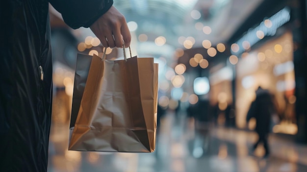 una persona sosteniendo una bolsa con las palabras "bolsa de papel" en ella
