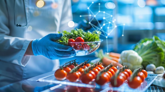 Persona sosteniendo un cuenco de tomates y lechuga