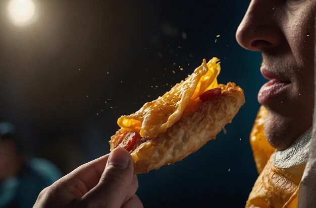 Foto una persona sosteniendo una fritura hasta la luz examinando