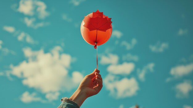 Foto una persona sosteniendo un globo rojo en el cielo