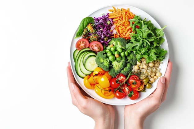 Persona Sosteniendo Plato De Verduras Y Frutas