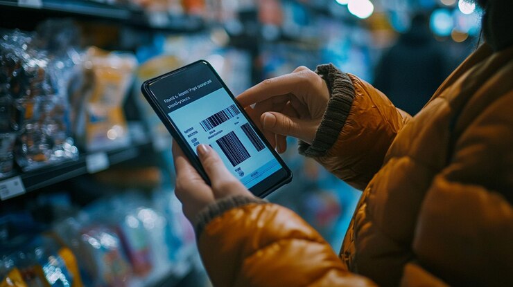 Foto una persona sosteniendo un teléfono con un menú en él