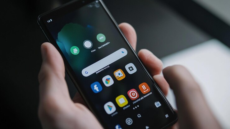 Foto una persona sosteniendo un teléfono con la palabra aplicaciones en él