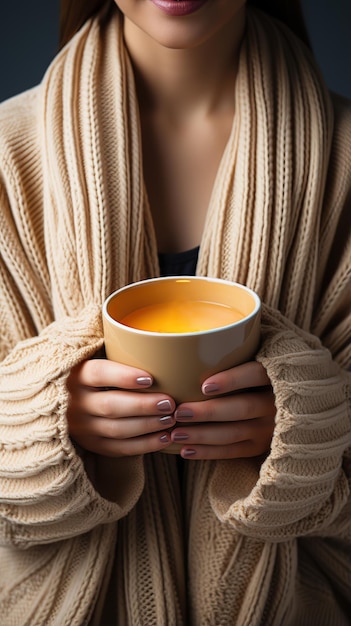 Una persona sostiene una taza con las manos Imagen generada por IA