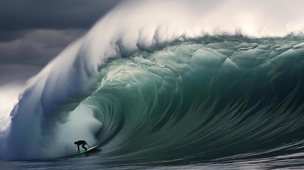 una persona surfeando una gran ola