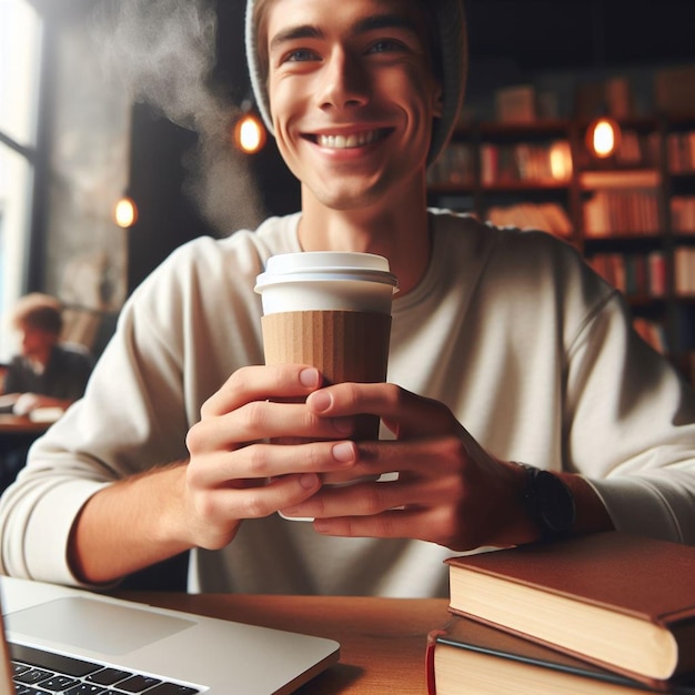 Persona con una taza de café