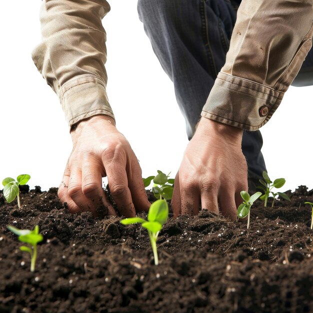 Persona tocando una planta verde en el jardín