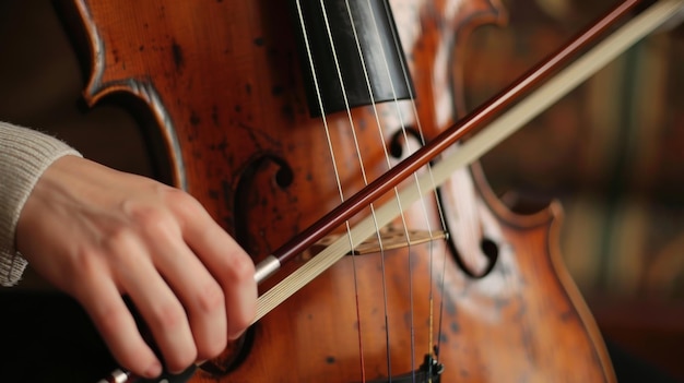 Persona tocando el violín de cerca