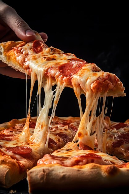 Foto persona tomando una rebanada de pizza de una sartén en un restaurante