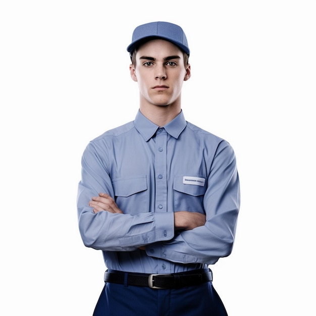 Foto persona trabajadora en uniforme para el día de trabajo