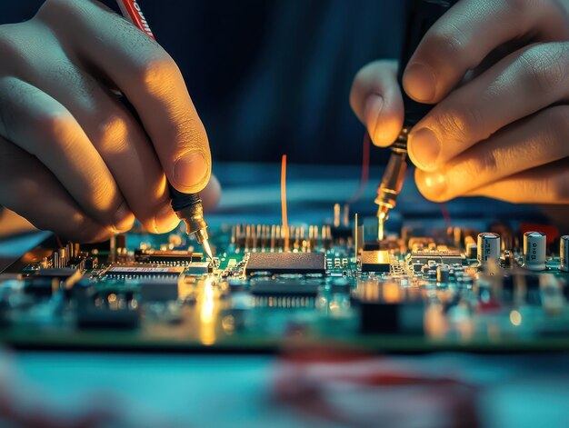 Una persona trabajando en una placa Arduino