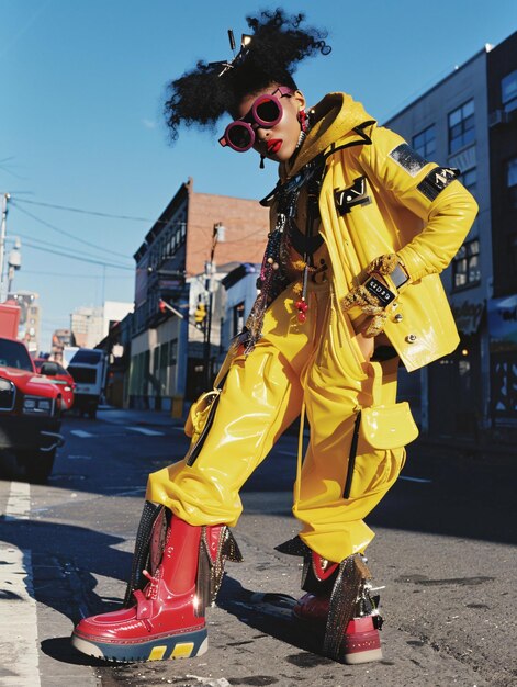 Foto una persona con un traje amarillo con el número 3 en él