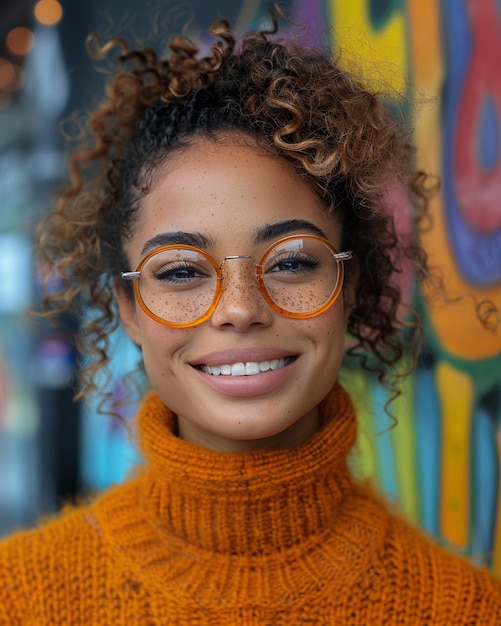 Una persona transgénero sonriendo brillantemente después del papel tapiz