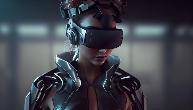 Persona usa ilustración de metaverso VR Hombre de realidad virtual con gafas Tecnología del futuro