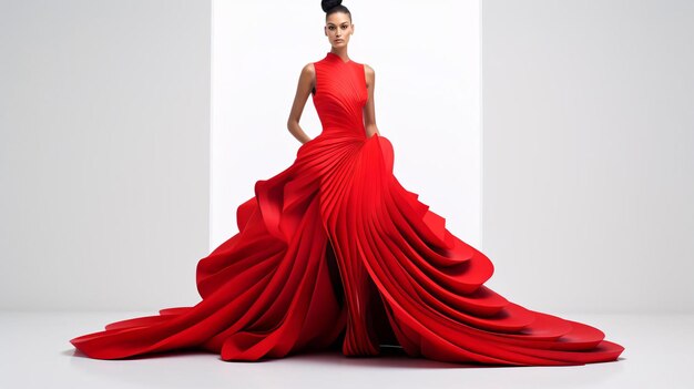 una persona con un vestido rojo