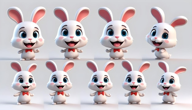 Foto personagem 3d bunny set várias poses