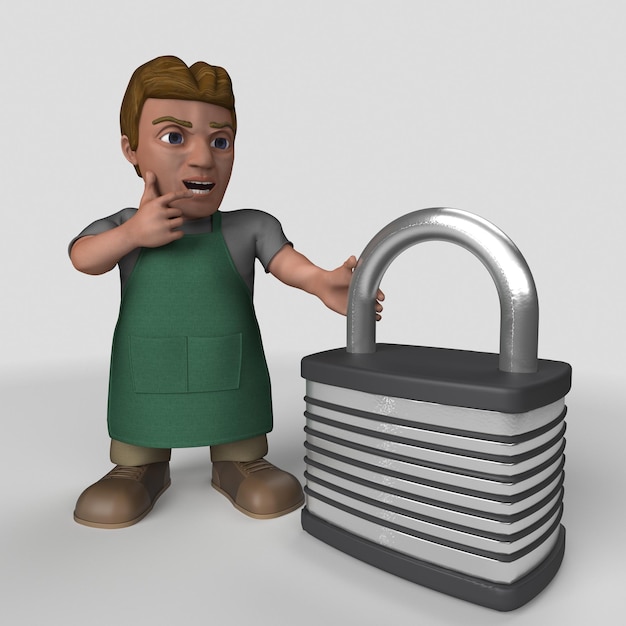 Foto personagem 3d cartoon shop keeper