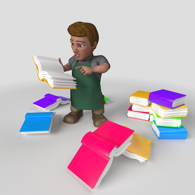 Personagem 3D Cartoon Shop Keeper