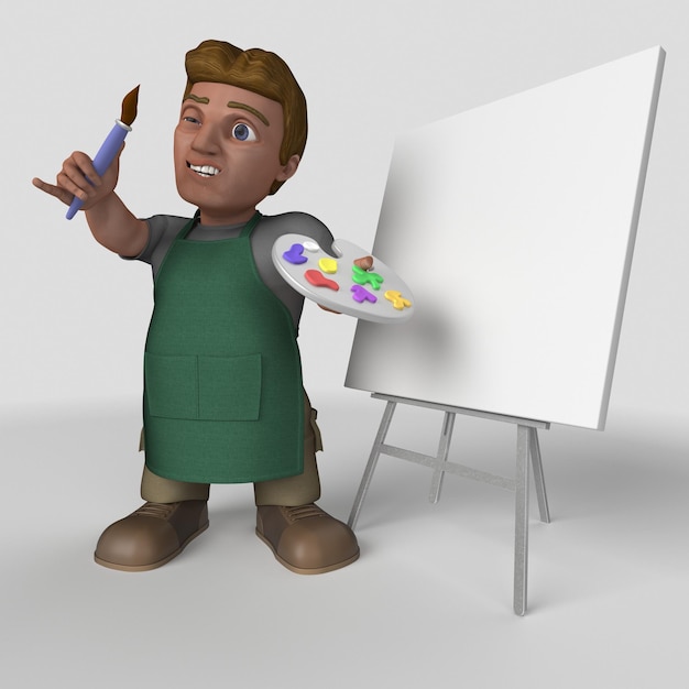 Personagem 3D Cartoon Shop Keeper