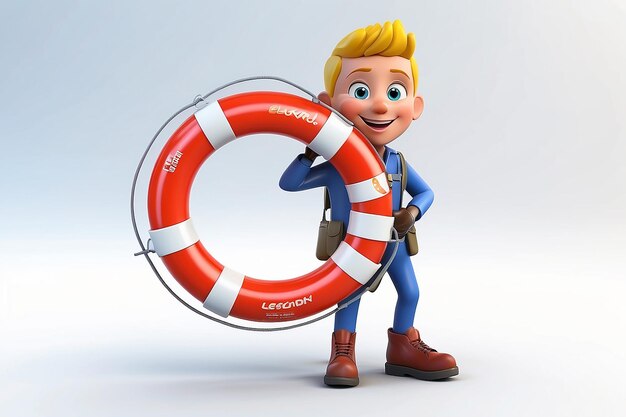 Personagem 3D com a moeda de euro Lifebuoy