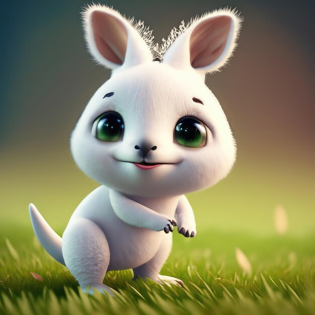 Personagem 3d de canguru de sorriso fofo