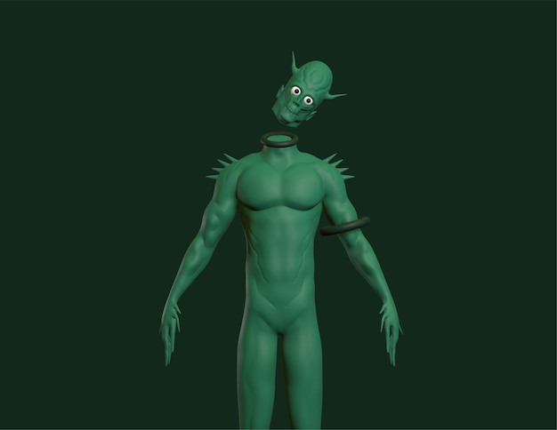 personagem 3d de duende verde para design 3d de personagem de susto de halloween