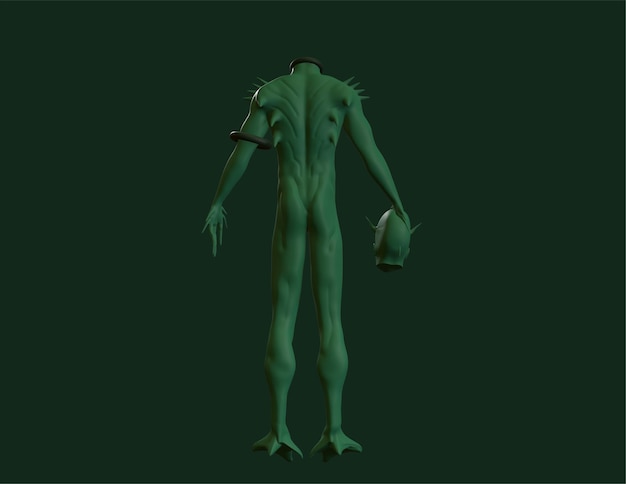 personagem 3d de duende verde para design 3d de personagem de susto de halloween