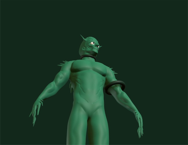 personagem 3d de duende verde para design 3d de personagem de susto de halloween